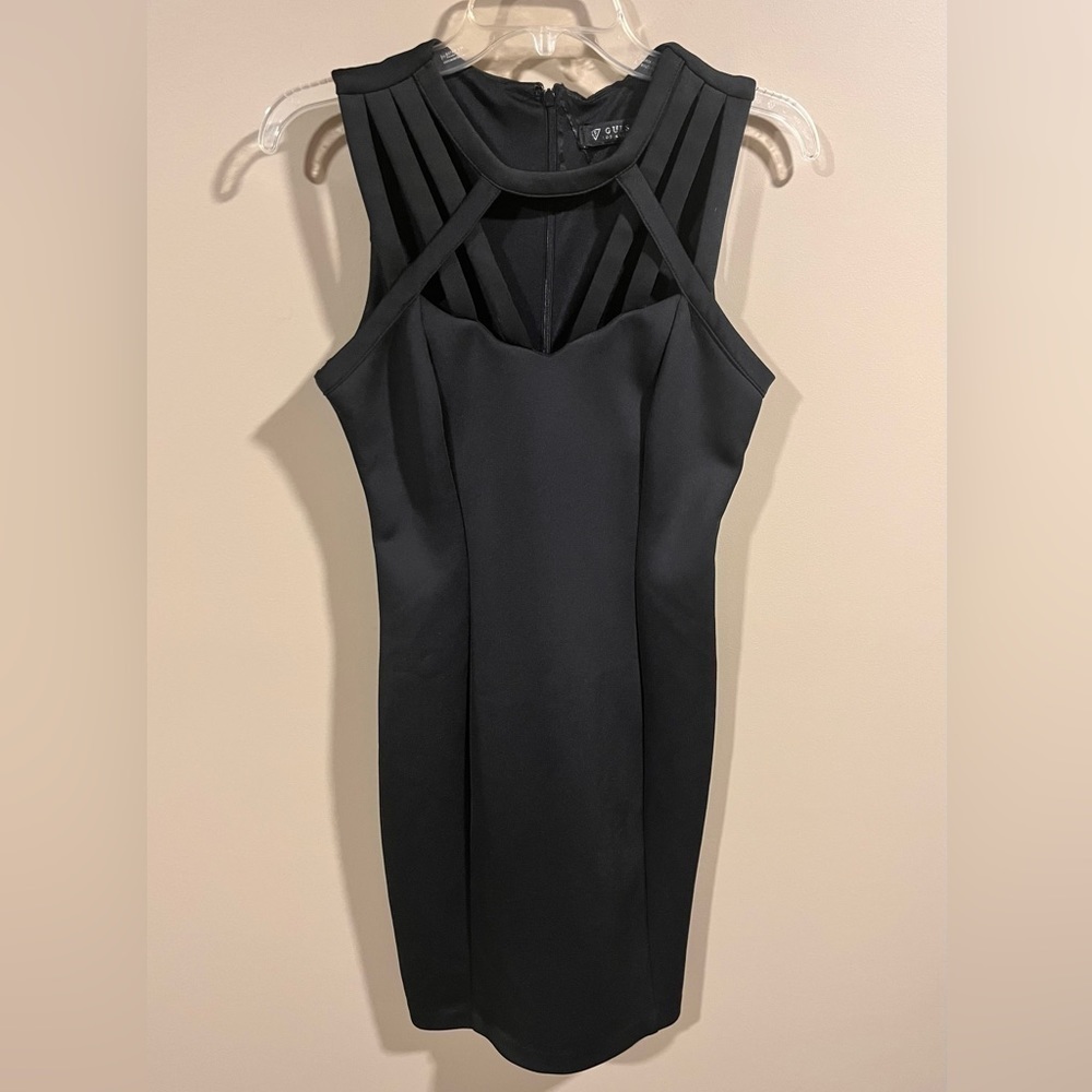 GUESS Women’s Dress Size 8 Sleeveless Caged Detail Scuba Bodycon Black Y2K